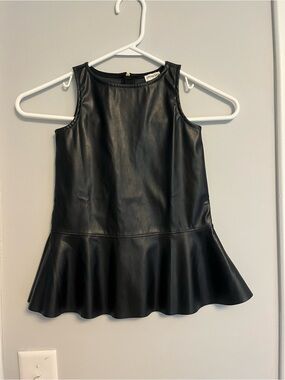 Crewcuts Black Faux Leather Peplum Dress